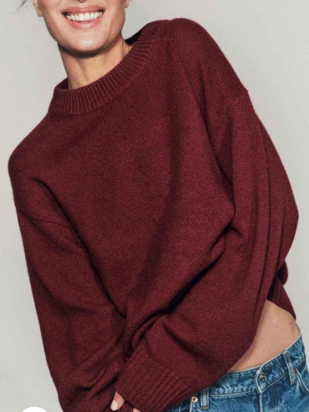 Reformation Cove Cashmere Oversized Crew  - Chianti